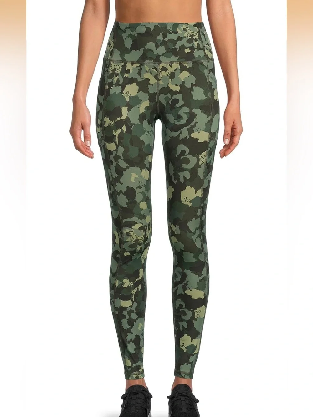 Women's Camo High-Waist Leggings - Green Camouflage, Size Small